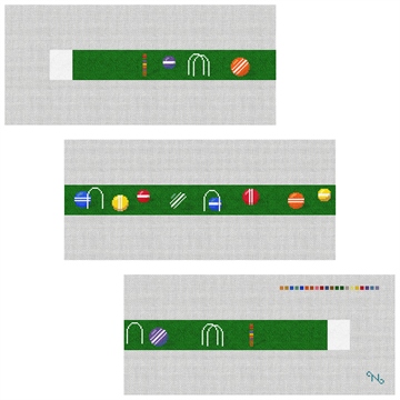 Colorful Croquet Needlepoint Belt Kit Stitched Preview