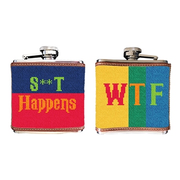 Colorful Expression Needlepoint Flask