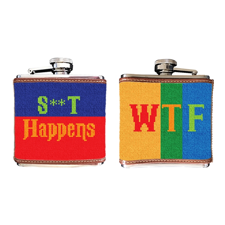Colorful Expression Needlepoint Flask