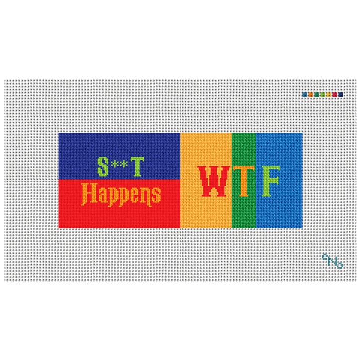 Colorful Expression Needlepoint Wallet Kit Stitched Preview