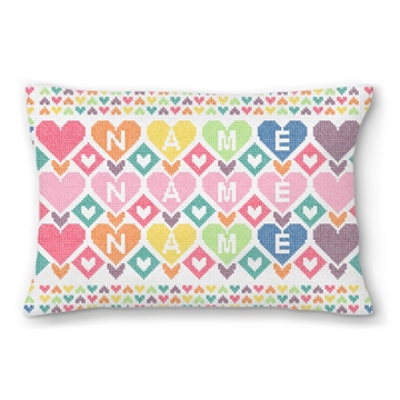 Colorful Hearts Custom Kids Needlepoint Pillow