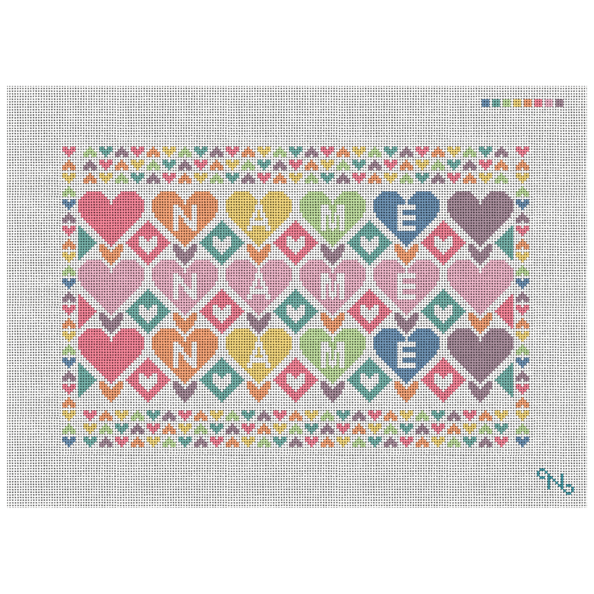 Colorful Hearts Personalized Needlepoint Kit