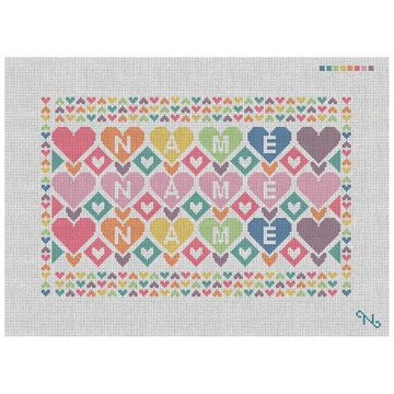 Colorful Hearts Personalized Needlepoint Kit