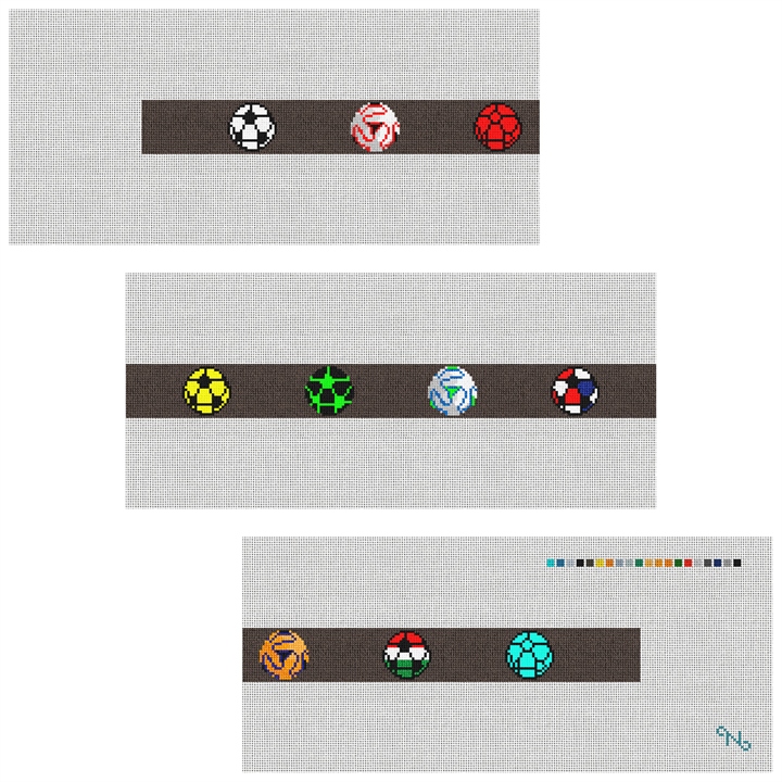 Colorful Soccer Ball Needlepoint Kit Stitched Preview