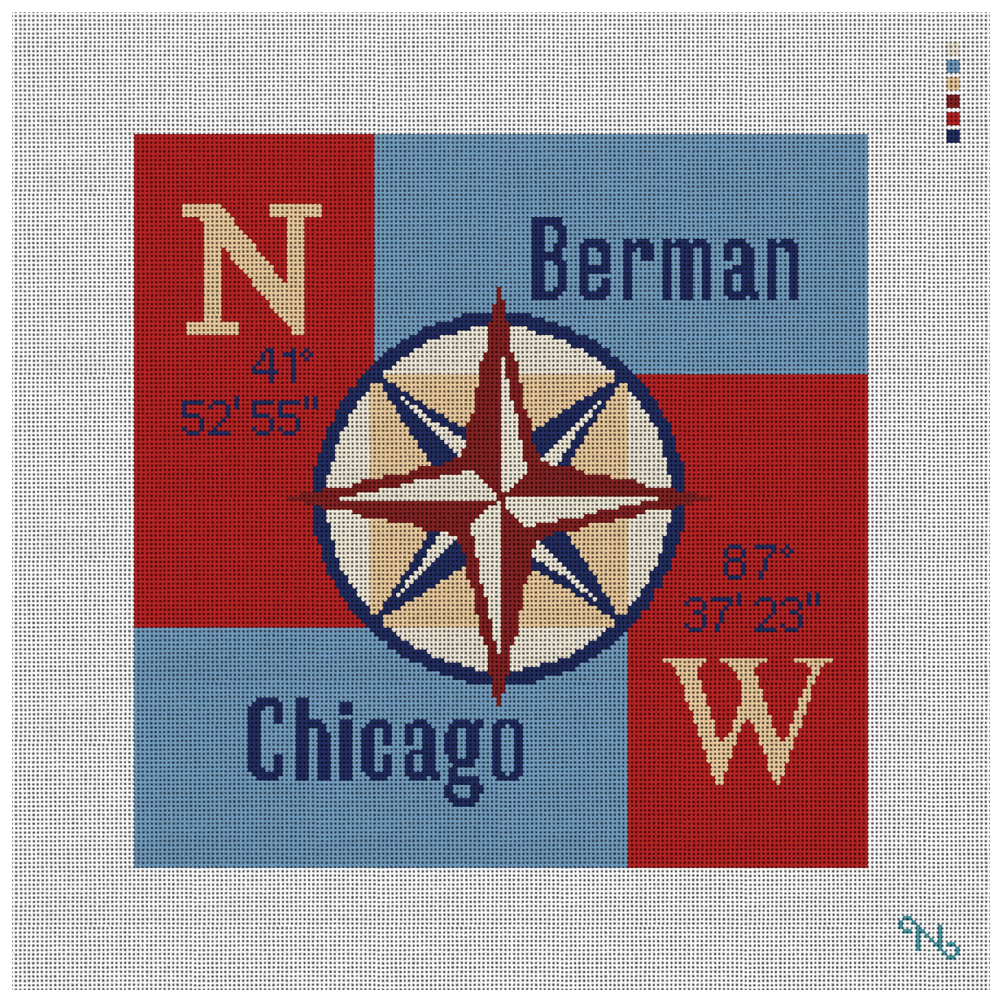 Compass Rose Needlepoint Pillow Kit
