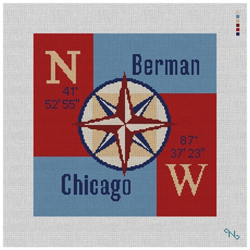Compass Rose Needlepoint Pillow Kit