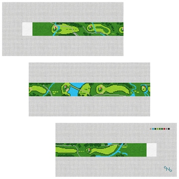 Conroe Country Club Golf Needlepoint Belt Kit Stitched Preview