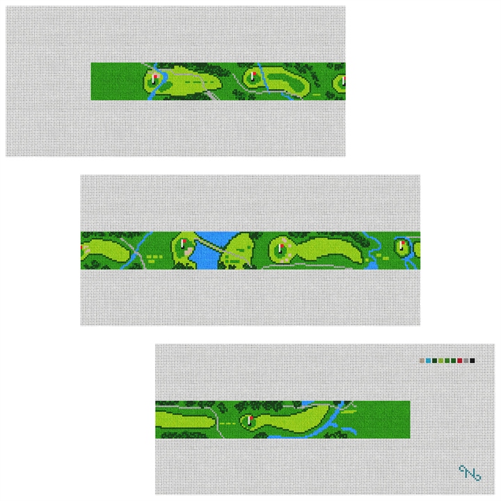 Conroe Country Club Golf Needlepoint Belt Kit Stitched Preview