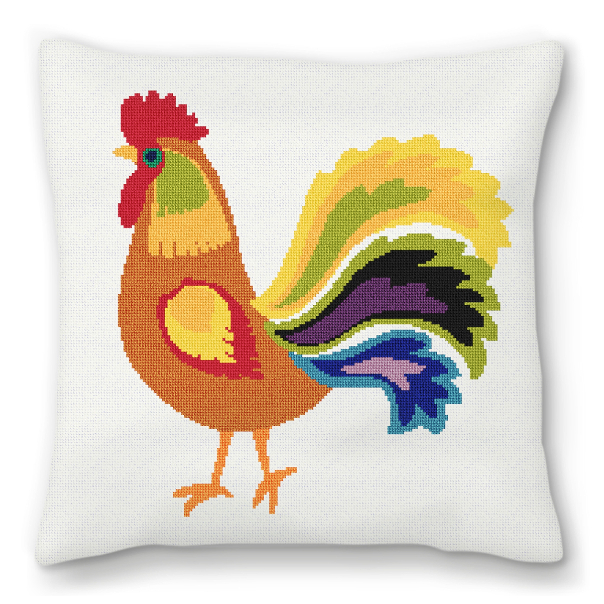 Copper Rooster Needlepoint Pillow