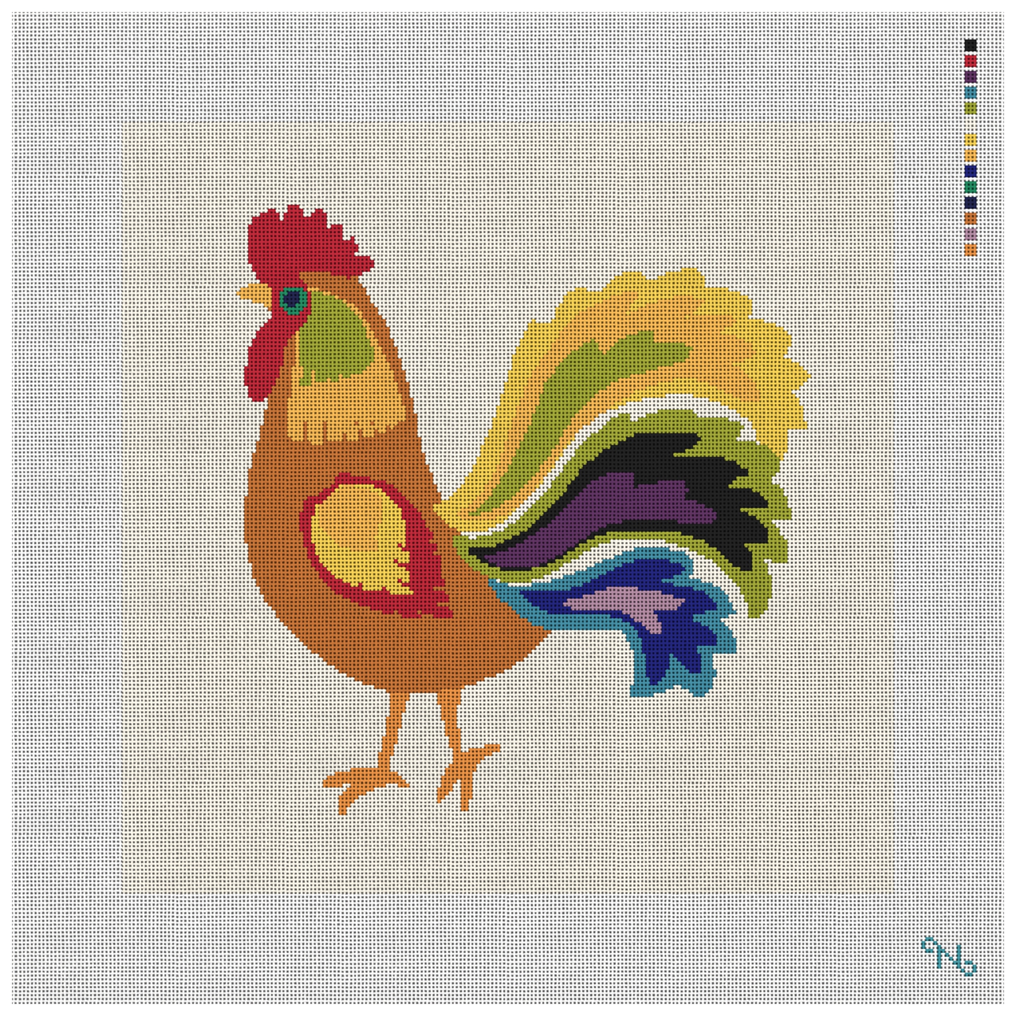 Copper Rooster Needlepoint Pillow Kit