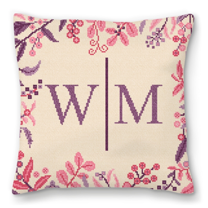 Cottage Garden Wedding Needlepoint Pillow