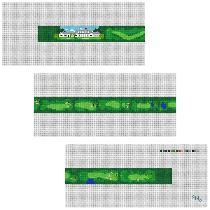 Country Club of Columbus Needlepoint Belt Kit Stitched Preview
