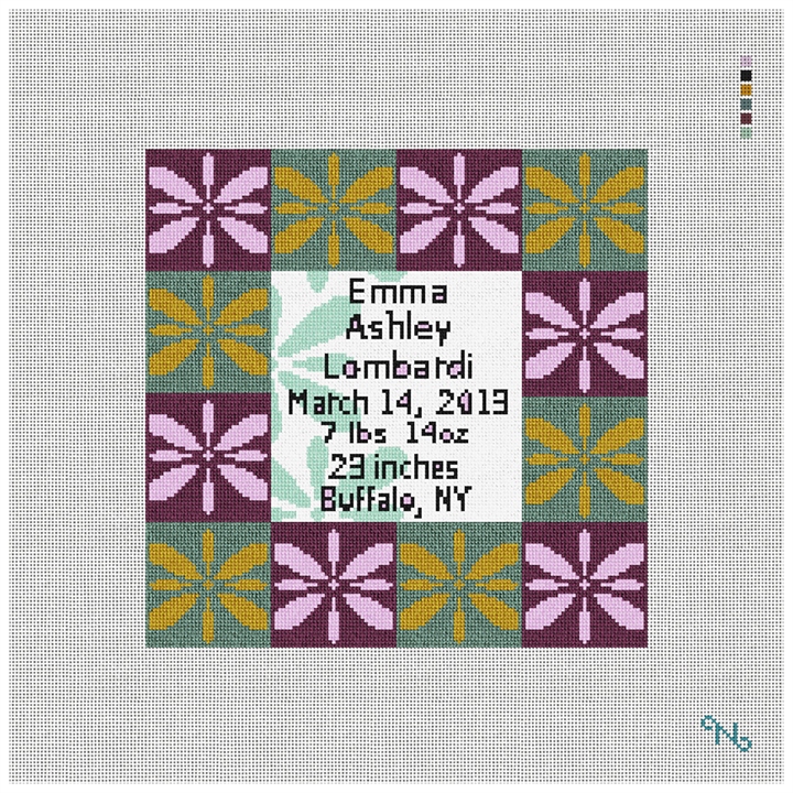 Coventry Birth Announcement Needlepoint Kit Stitched Preview