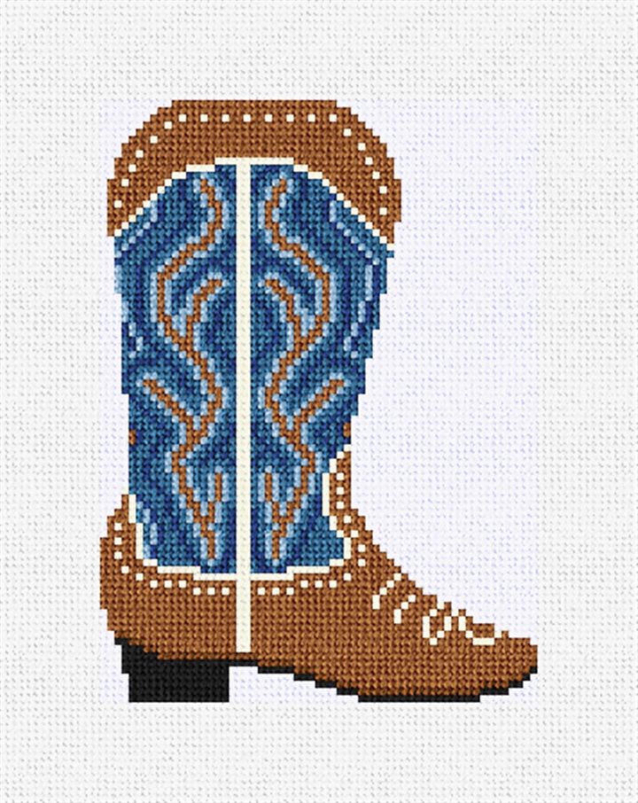 Cowboy Boot Blues Needlepoint Ornament Kit