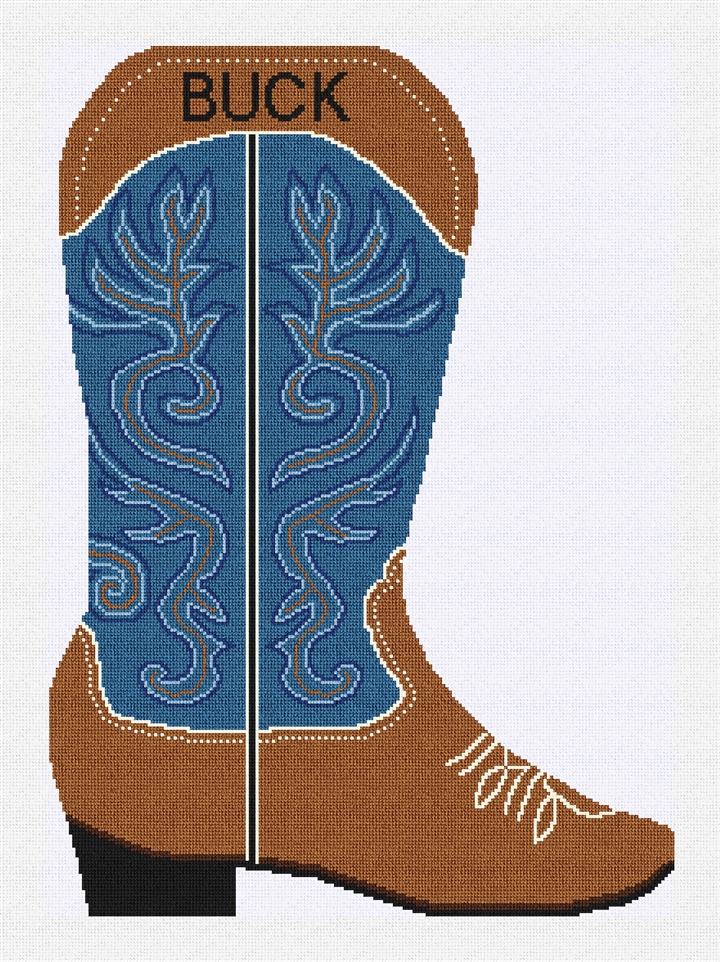 Cowboy Boot Blues Stocking Needlepoint Kit