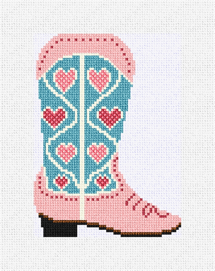 Cowboy Boot Blush Needlepoint Ornament Kit