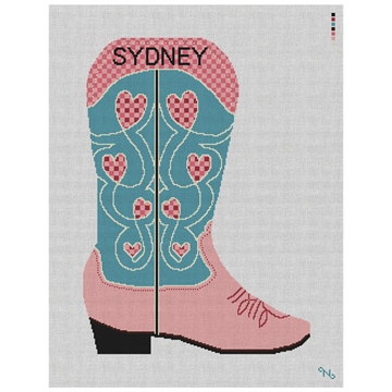 Cowboy Boot Blush Stocking Needlepoint Kit