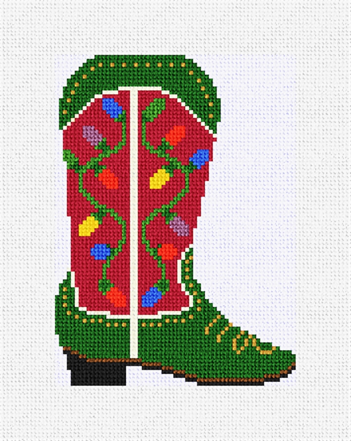 Cowboy Boot Lights Needlepoint Ornament Kit