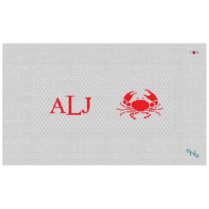 Crab Needlepoint Flask Kit Stitched Preview