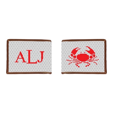 Crab Needlepoint Wallet 