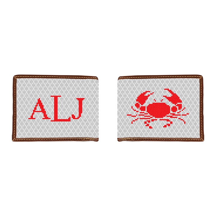 Crab Needlepoint Wallet 