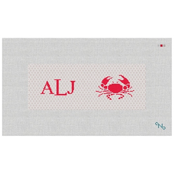 Crab Needlepoint Wallet Kit Stitched Preview