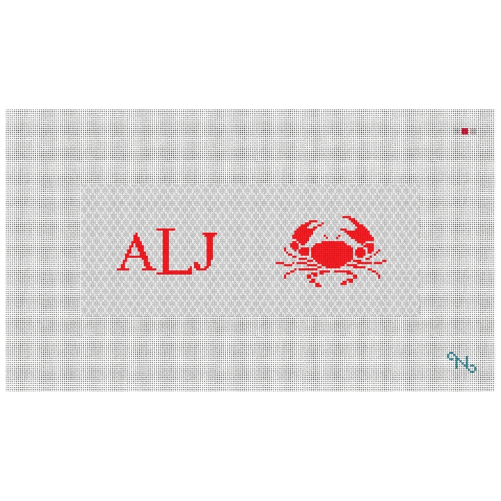Crab Needlepoint Wallet Kit Stitched Preview