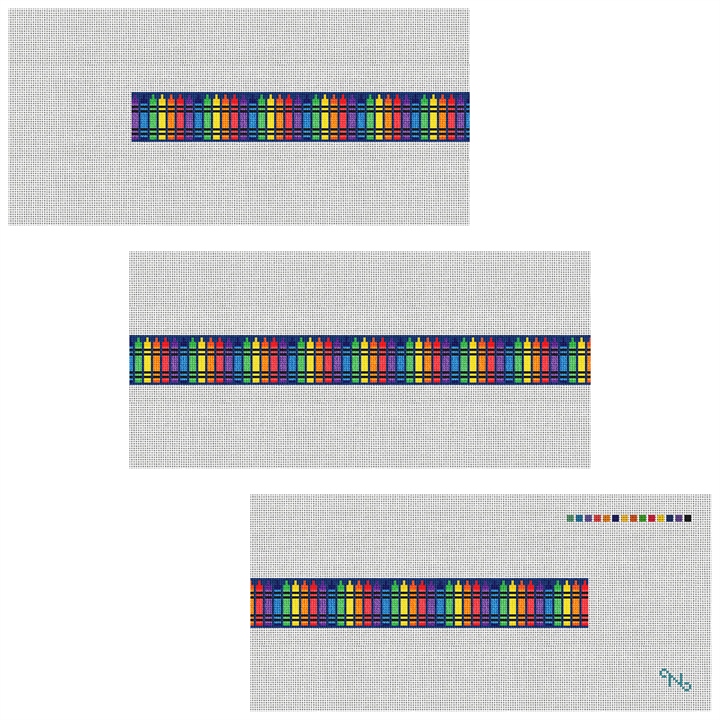 Crayon Needlepoint Belt Kit Stitched Preview
