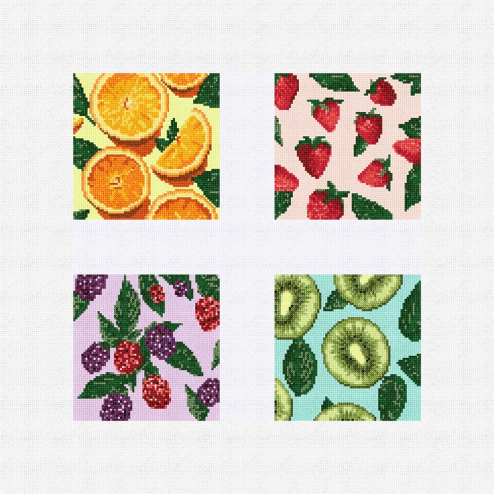 Crisp Fruit Needlepoint Coaster Ornament Set Kit