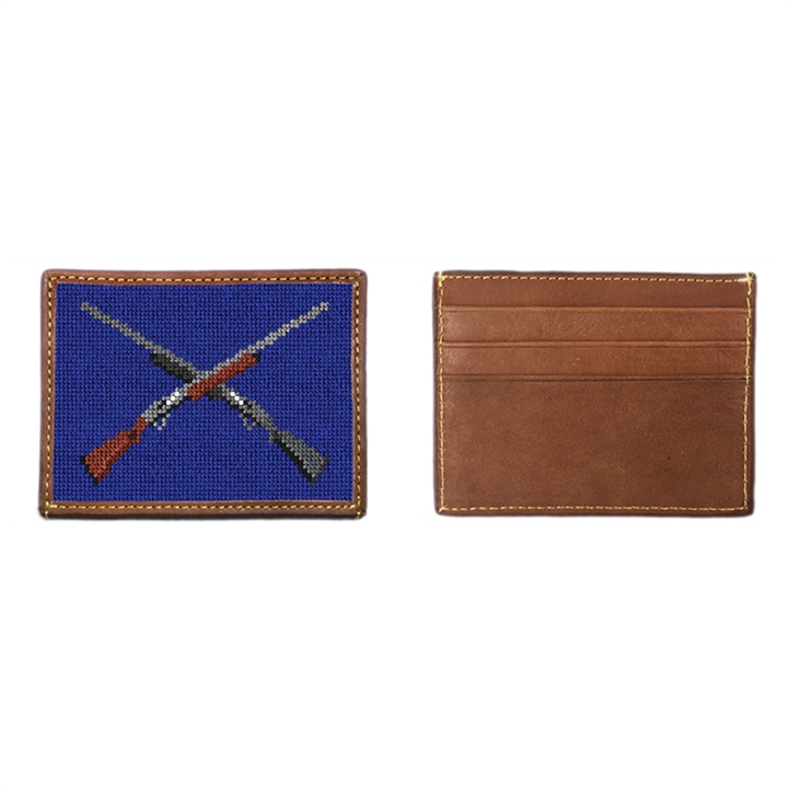 Crossed Shotguns Needlepoint Card Wallet