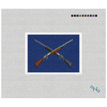 Crossed Shotguns Needlepoint Card Wallet Kit Stitched Preview