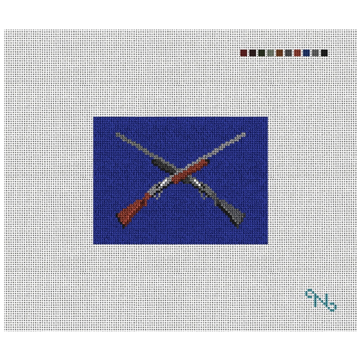 Crossed Shotguns Needlepoint Card Wallet Kit Stitched Preview