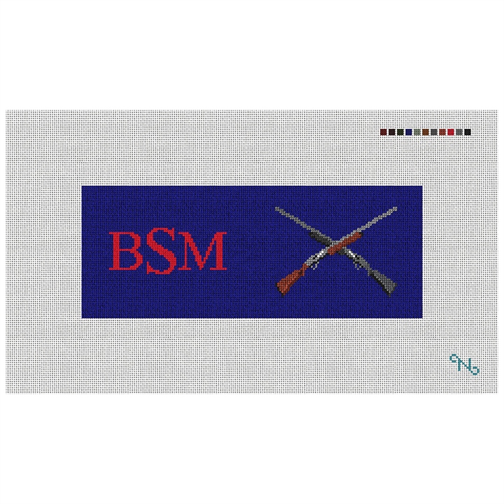 Crossed Shotguns Needlepoint Wallet Kit Stitched Preview