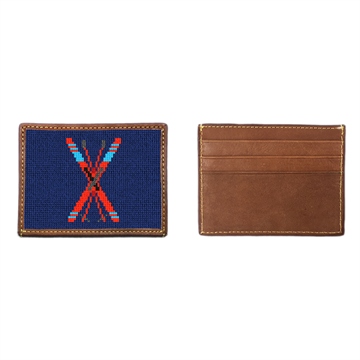 Crossed Skis Needlepoint Card Wallet