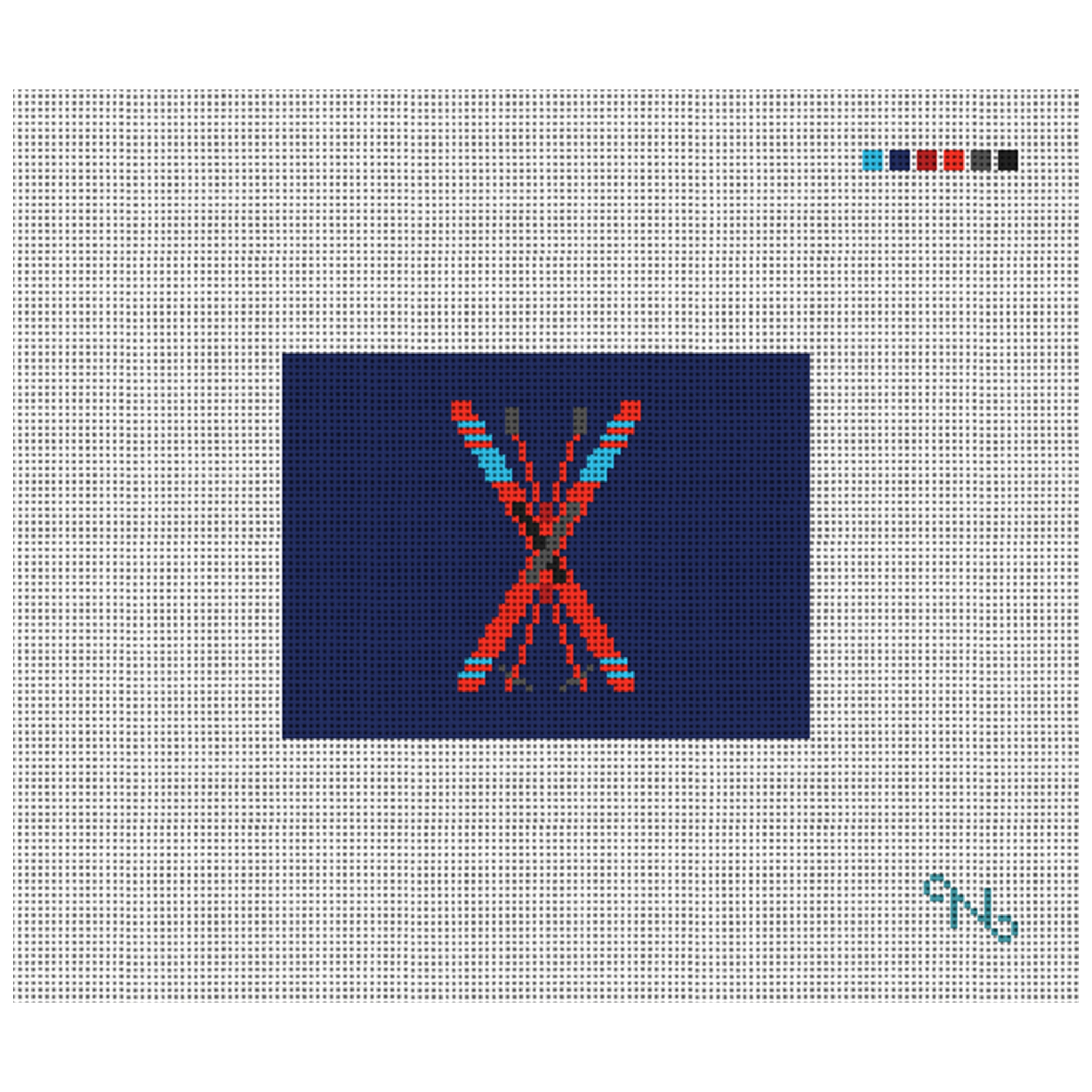 Crossed Skis Needlepoint Card Wallet Kit