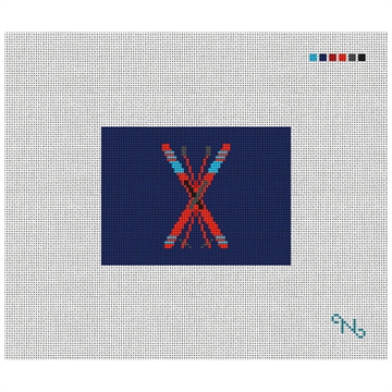 Crossed Skis Needlepoint Card Wallet Kit