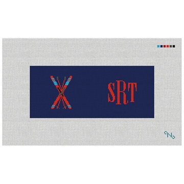 Crossed Skis Needlepoint Flask Kit
