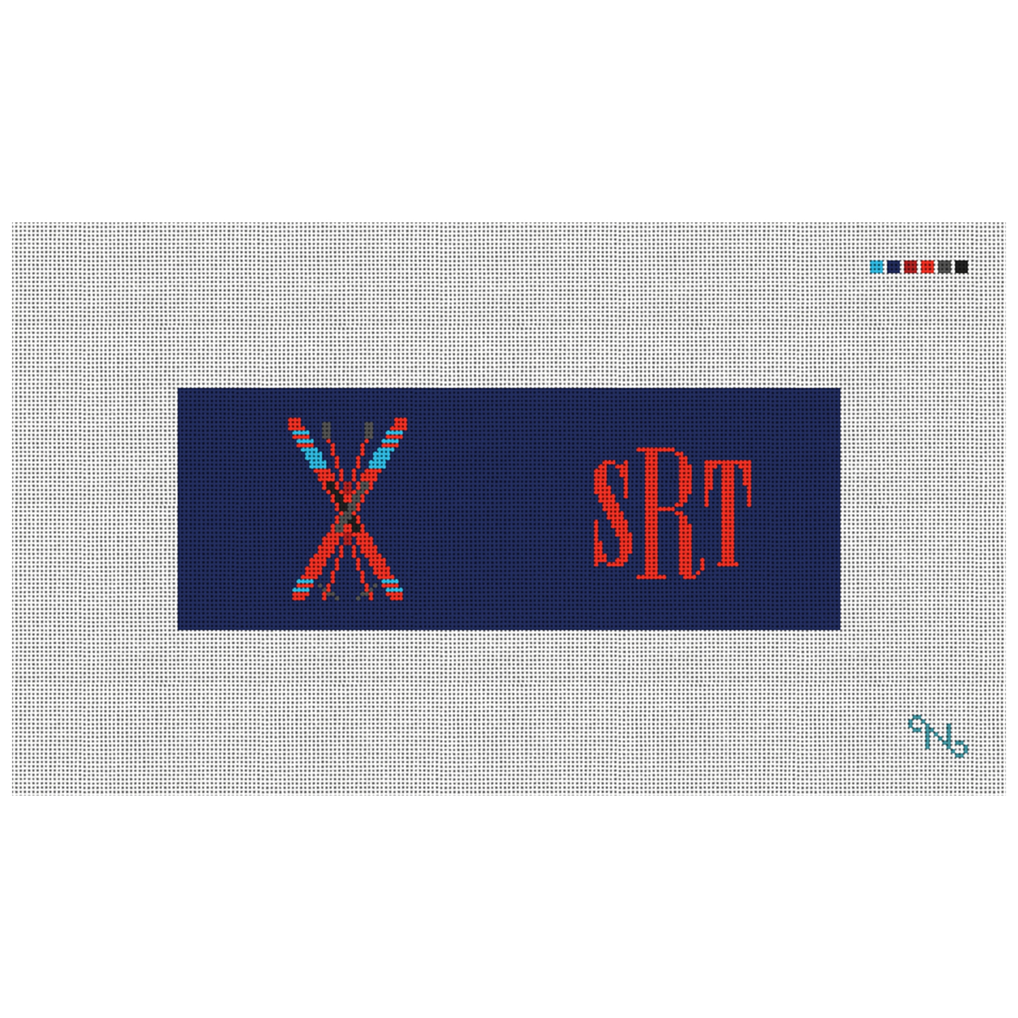 Crossed Skis Needlepoint Wallet Kit