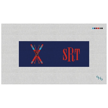 Crossed Skis Needlepoint Wallet Kit