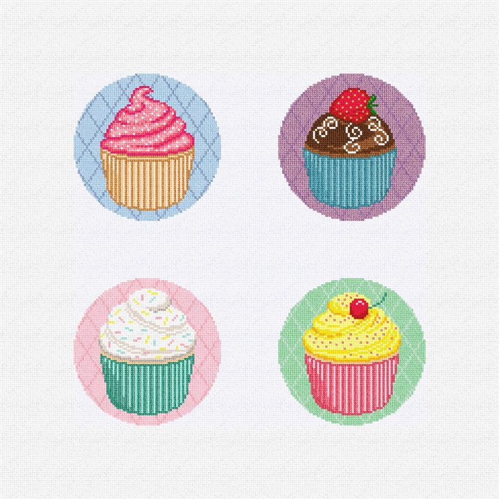 Cupcakes Needlepoint Coaster Ornament Set Kit