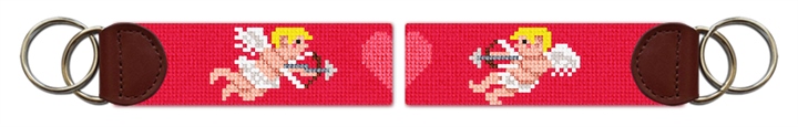 Cupid's Arrow Needlepoint Key Fob