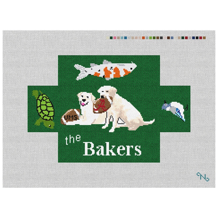 Custom Brick Cover Needlepoint Kit Stitched Preview