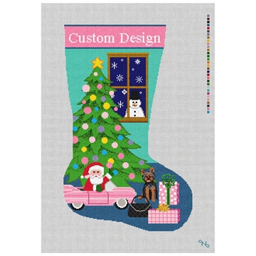Custom Christmas Stocking Needlepoint Kit Stitched Preview