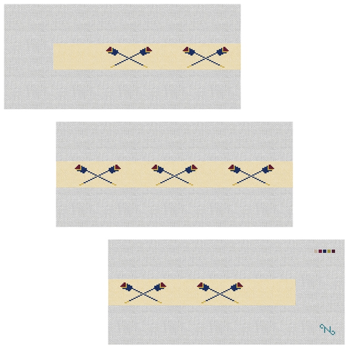Custom Crew Oars Needlepoint Belt Kit Stitched Preview