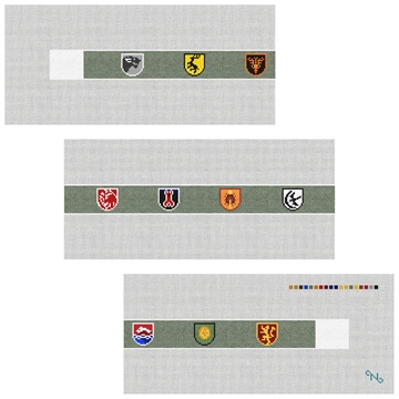 Custom Family Crest Needlepoint Belt Kit Stitched Preview