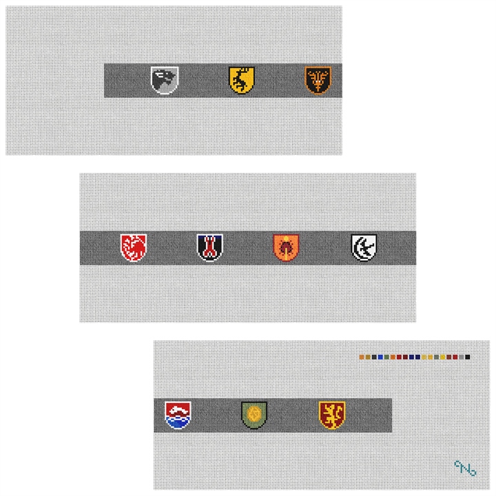 Custom Family Crest Needlepoint Belt Kit Stitched Preview