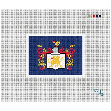 Custom Family Crest Needlepoint Card Wallet Kit Stitched Preview