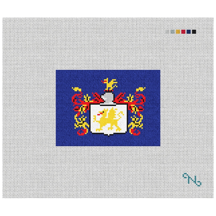 Custom Family Crest Needlepoint Card Wallet Kit Stitched Preview