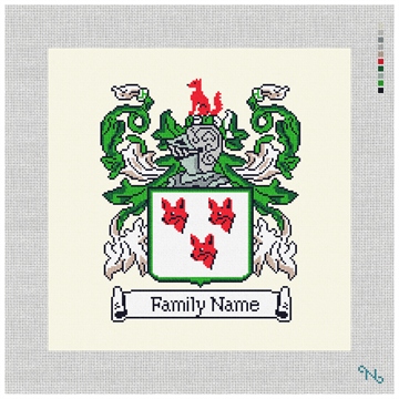 Custom Family Crest Needlepoint Kit Stitched Preview