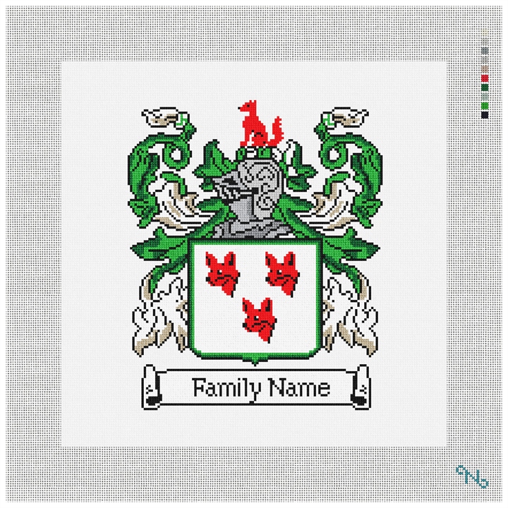 Custom Family Crest Needlepoint Kit Stitched Preview